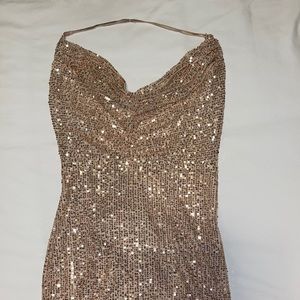 EDGE pink halter sparkly dress